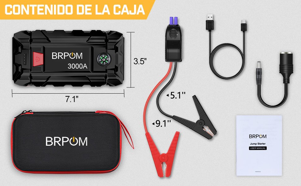 Vista detallada del contenido de la caja del BRPOM 3000