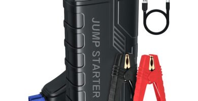 Arrancador de coches Momowin 1500A con capacidad de 1500A, adecuado para motores de gasolina de hasta 7.0L y diésel de hasta 5.5L. Compacto y multifuncional