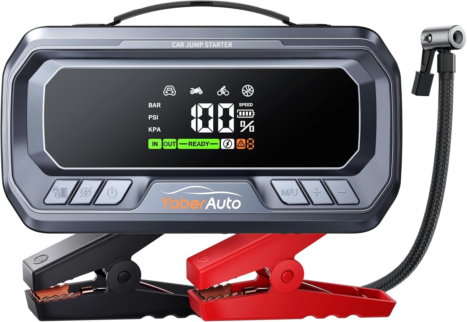 YUSAN Arrancador de Baterias de Coche con Copresor de Aire, 12V 6000A