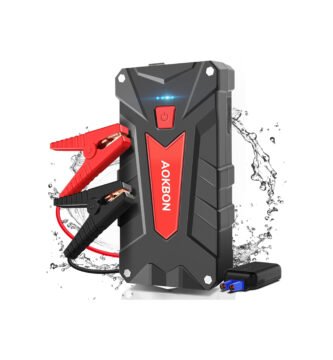 Arrancador de baterías AOKBON 1200A con diseño resistente al agua y pinzas de arranque inteligentes, ideal para emergencias vehiculares