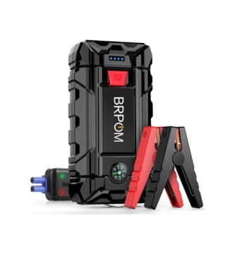 Arrancador de baterías BRPOM 1500A con diseño compacto, cables de alta seguridad y brújula integrada