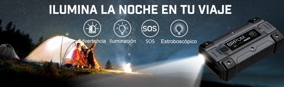 Linterna LED multifuncional del BRPOM 4000A con modos advertencia, SOS y estroboscópico, ideal para emergencias