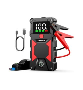 Arrancador de batería FNNEMGE FG601 con capacidad de 5000A y 24800mAh, ideal para coches, camiones y motocicletas. Diseño compacto y funcional