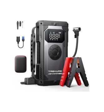 Arrancador de coche TREKURE 4 en 1 con compresor de aire y accesorios incluidos, ideal para emergencias en carretera