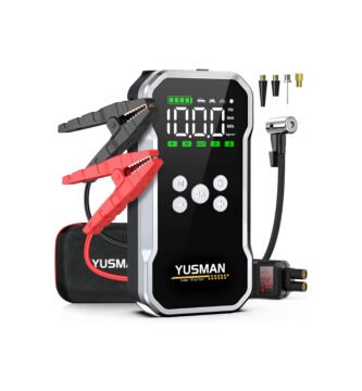 Arrancador de baterías YUSMAN F03 con compresor integrado, pantalla LED y diseño portátil para emergencias en carretera