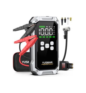 Arrancador de batería YUSMAN F04 de 6000A con compresor integrado, ideal para emergencias y mantenimiento de vehículos