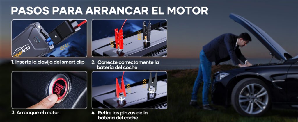 Pasos simples para arrancar el motor de tu coche con el Yaberauto YA80 2500A