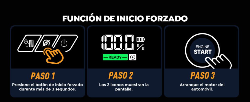 Función de arranque forzado: activación en tres pasos, ideal para baterías completamente descargadas