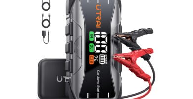 Arrancador de baterías UTRAI 6000A con cables de arranque y pantalla digital