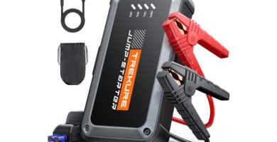Arrancador de batería TREKURE TK10 con pinzas inteligentes, cable USB y bolsa de transporte
