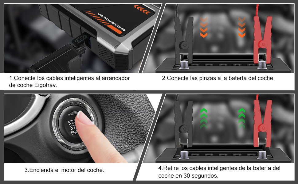 Instrucciones de funcionamiento para arrancar un vehículo con el EIGOTRAV PD-JA2