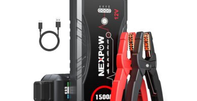 Arrancador de coche NEXPOW Q10S de 1500A con pinzas inteligentes y cable USB-C