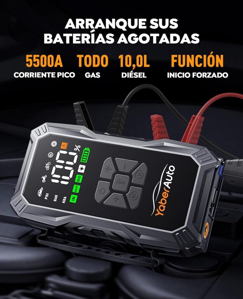 El arrancador YaberAuto AP01 permite arrancar motores de gasolina y diésel de hasta 10 litros, incluso con baterías completamente agotadas