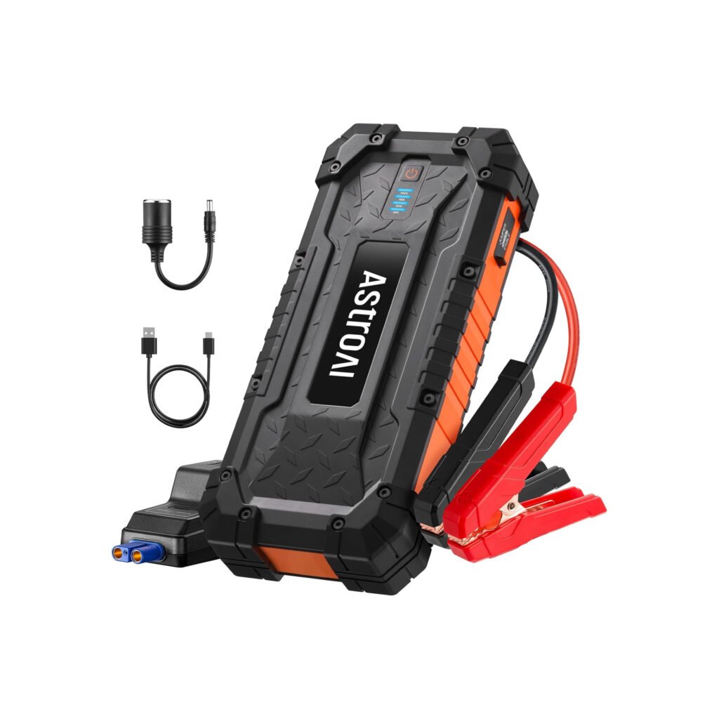 Arrancador de baterías AstroAI S8 Ultra 4000A 24000 mAh con pinzas de arranque y accesorios incluidos