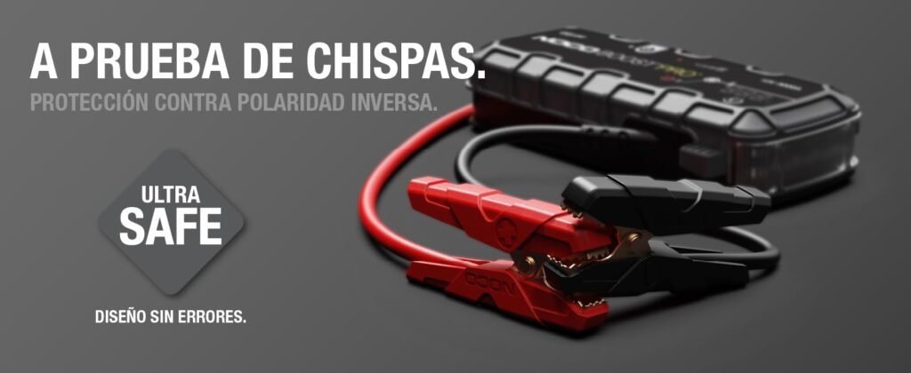 Pinzas del NOCO Boost GB150 con protección contra chispas y polaridad inversa para máxima seguridad