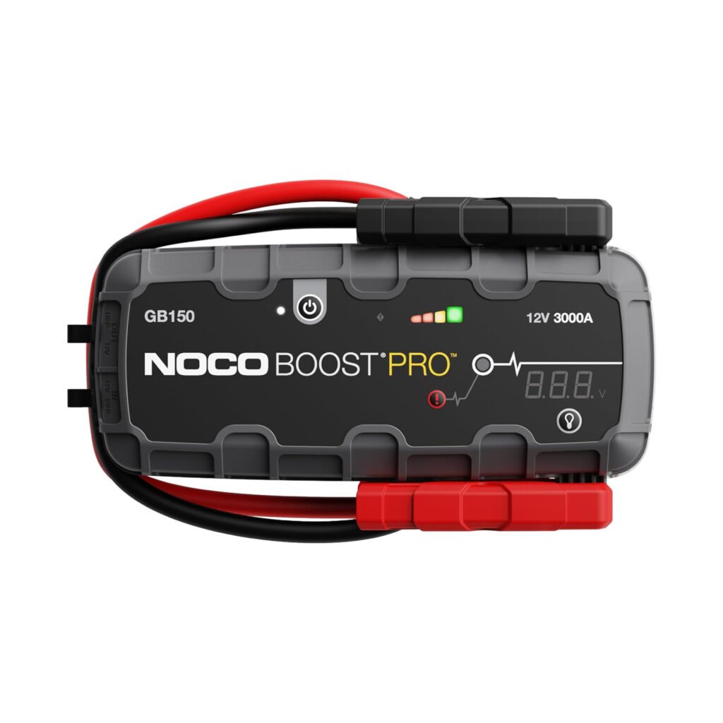 Arrancador portátil NOCO Boost Pro GB150 de 3000A, diseño compacto con pinzas de arranque integradas