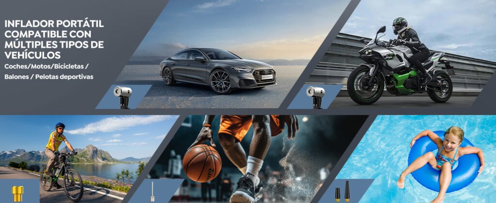 Ogori New B190 inflador portátil compatible con coches, motos, bicicletas, balones y accesorios hinchables