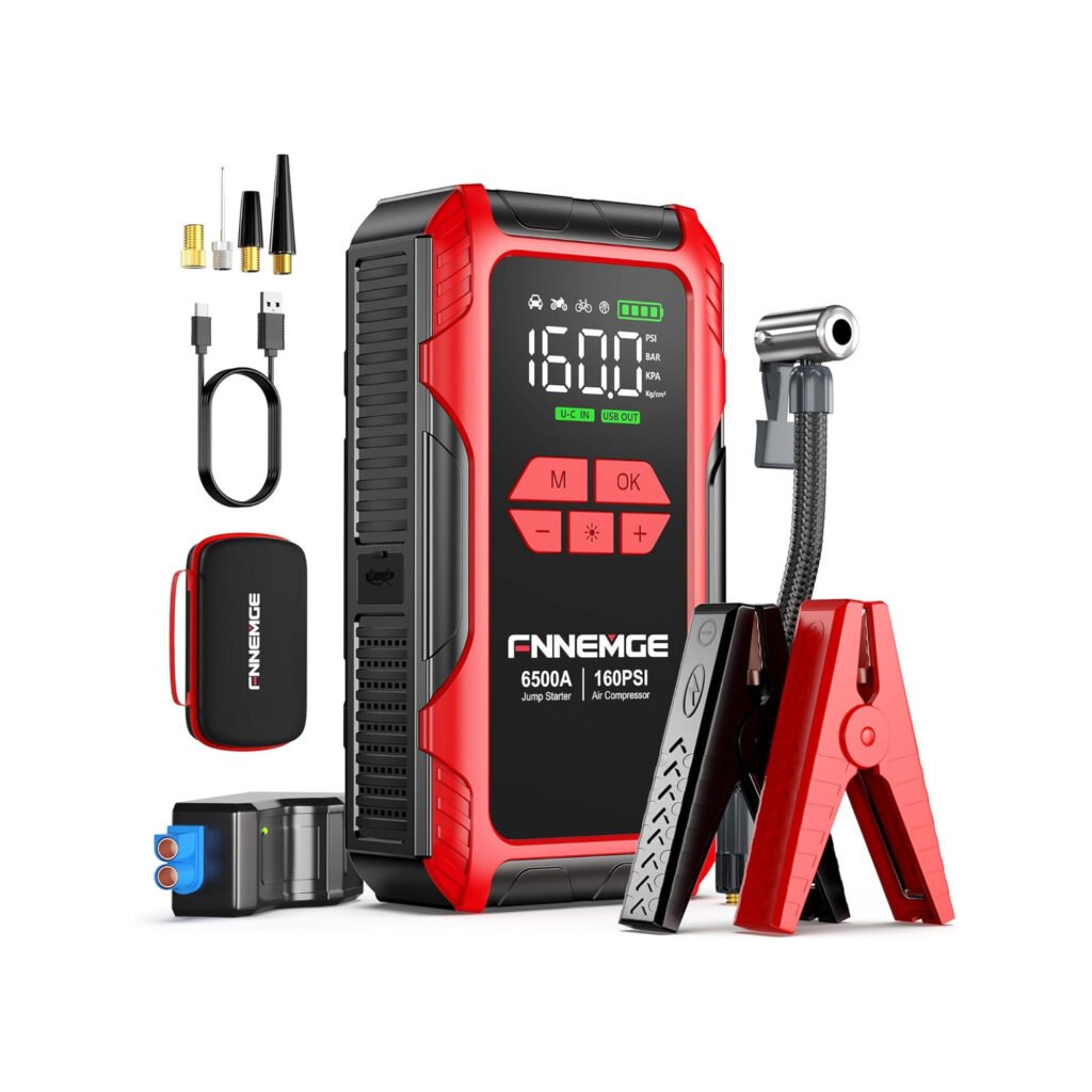FNNEMGE FG606: arrancador de 6000A y 26 800 mAh con compresor, linterna LED y power bank